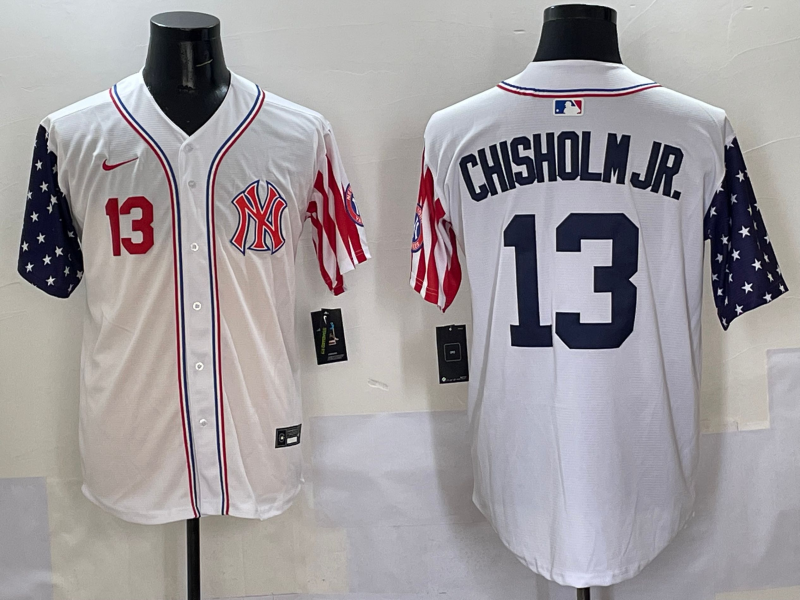 Men 2025  MLB New York Yankees #13 Chisholm Jr white jersey style 16